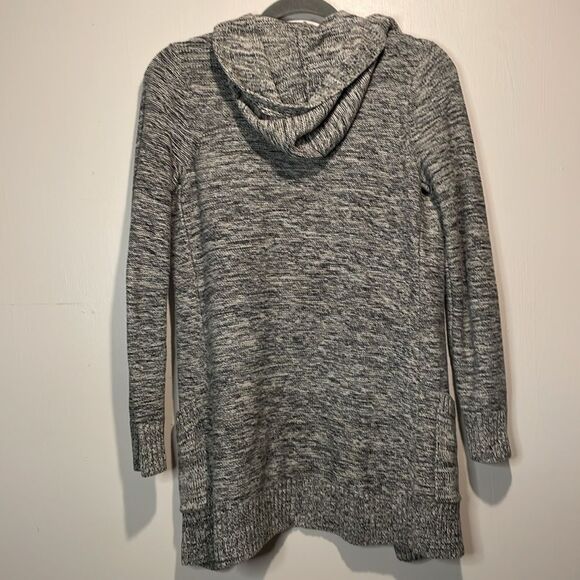 Tahari- Marled Knit Hooded Longline Open-Front Cardigan in Grey- Size S - Picture 2 of 8